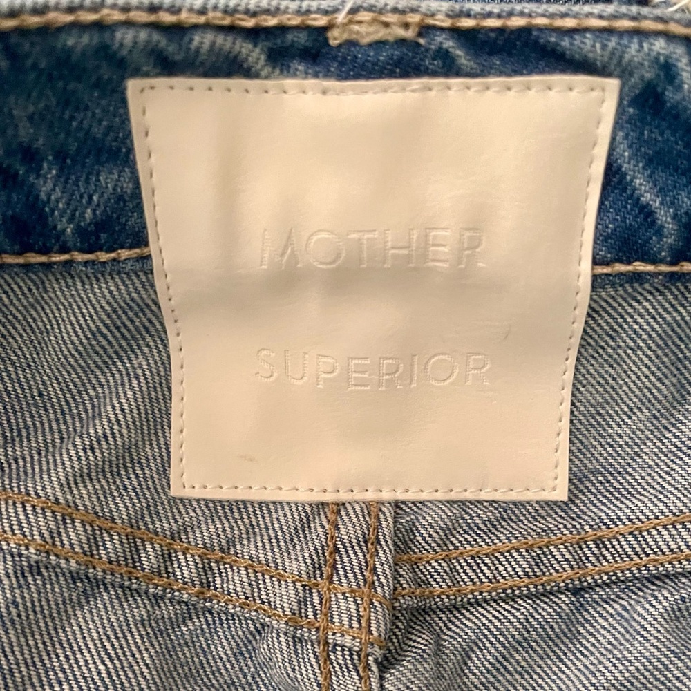 MOTHER Two-Tone Blue Wide Leg Flare Jeans - Picture 13 of 16